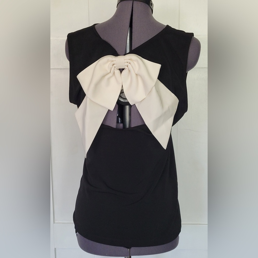 Alice+Olivia "Belle" Bow Back Sleeveless Black Top Size Small
